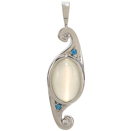 Cat's Eye Moonstone Pendant with Apatite Swirls