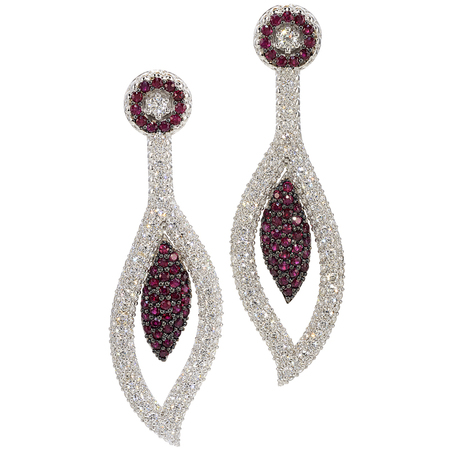 Ruby and Diamond Earrings in 18kt White Gold