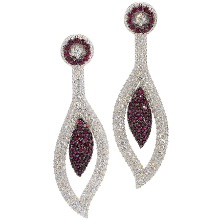 Ruby and Diamond Drop Earrings