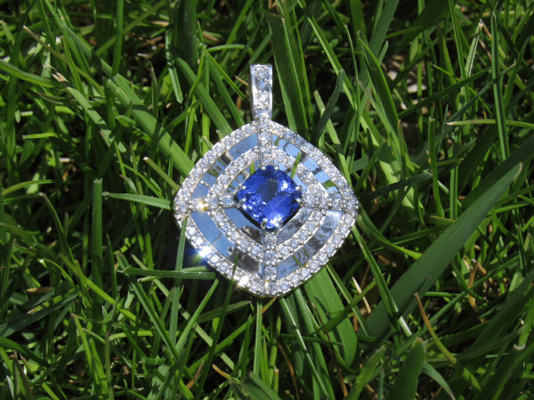 Tanzanite Gemstone Pendant In White Gold